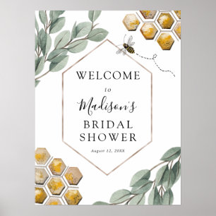 Affiche Meant to Bee Eucalyptus Baby Shower Bienvenue 
