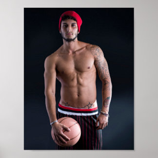 Affiche Mec Sexy Tatouages Barbe Basket-ball
