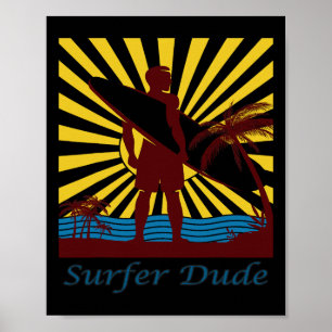 Affiche Mec surfeur, surfant