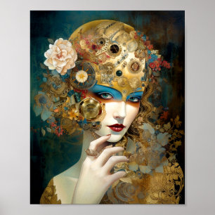 Affiche Mécanique Lady Robotique Imaginaire Sci-Fi