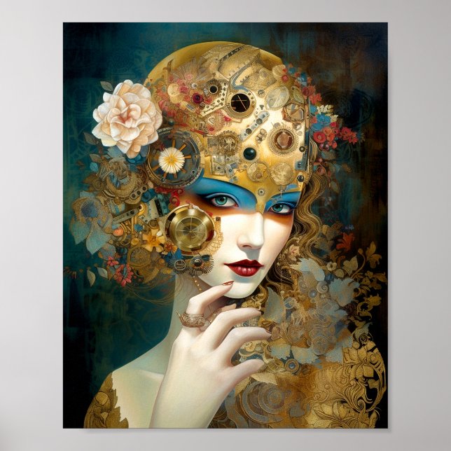 Affiche Mécanique Lady Robotique Imaginaire Sci-Fi (Devant)