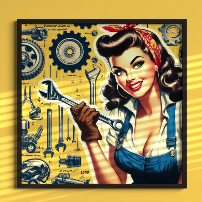 Affiche Mécanique vintage pin-up (Créateur téléchargé)