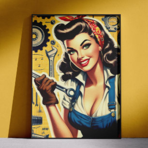 Affiche Mécanique vintage pin-up