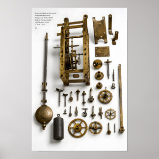Affiche Mécanisme d'horloge à pendule de Galilée Imprimé