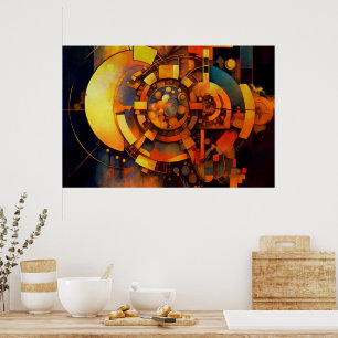 Affiche Mécanisme Solaire Steampunk Abstrait