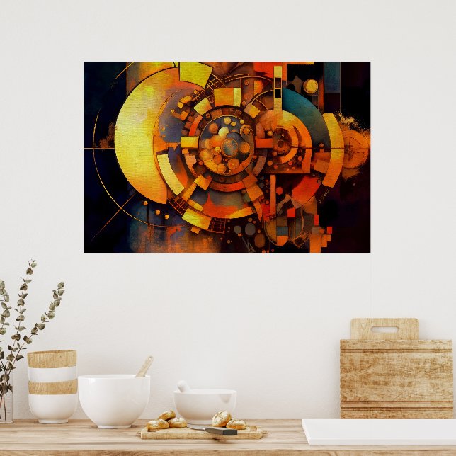 Affiche Mécanisme Solaire Steampunk Abstrait (Cuisine)