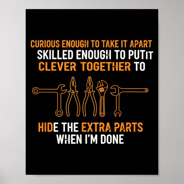 Affiche Mechanic Curious Enough To Take It Apart Funny Aut (Devant)