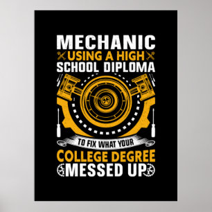 Affiche Mechanic Using A High School Diploma