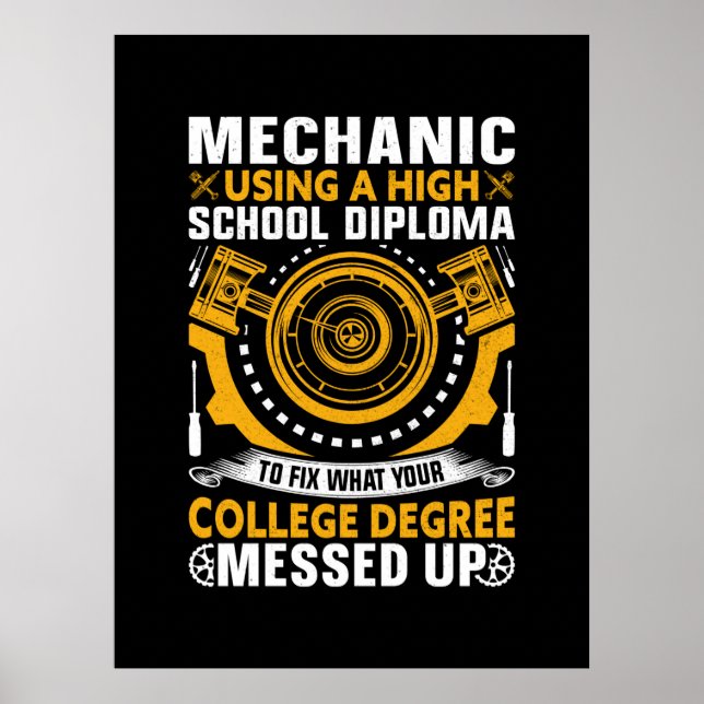 Affiche Mechanic Using A High School Diploma (Devant)