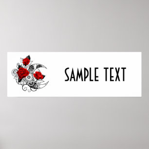 Affiche Mechanical Crescent with Red Roses