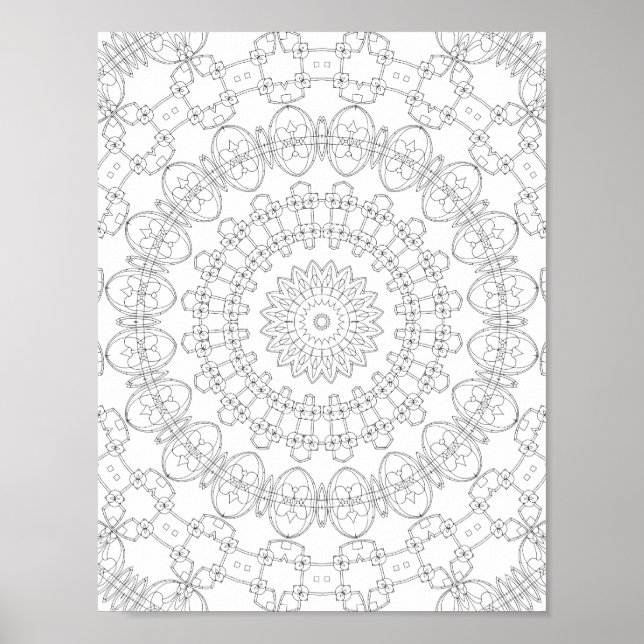 Affiche Mechanical Petal Rings Coloring Page Pattern Art (Devant)