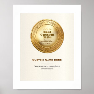 Affiche Médaille d'or réaliste 3D personnalisable et modif