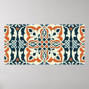 Affiche Médaillé sans couture Vintage motif multicolore