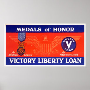 Affiche Médailles d'honneur - prêt de liberté de victoire