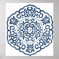 Médaillon chinois bleu
