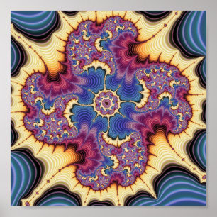 Affiche Médaillon géométrique fractal de Mandelbrot psyché