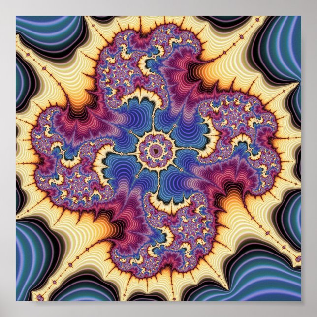Affiche Médaillon géométrique fractal de Mandelbrot psyché (Devant)