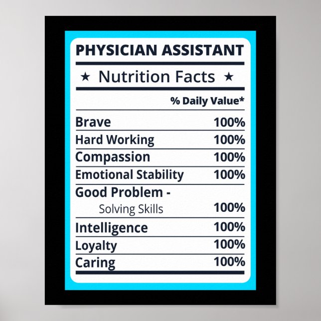 Affiche Médecin Assistant Nutrition Facts (Devant)