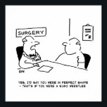 Affiche Médecin et patient en surpoids Obesity Sumo Cartoo<br><div class="desc">Le docteur dit à un patient en surpoids qu'il serait en parfait état - s'il était un lutteur de sumo. Dessin du caricaturiste britannique Nigel Sutherland.</div>