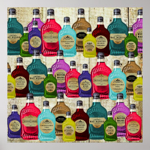 Affiche Médecine Homme Potion magique Apothécaire Bouteill