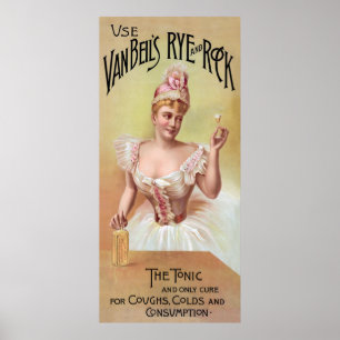 Affiche MÉDECINE TONIQUE DES BREVETS ROCK et RYE 1888