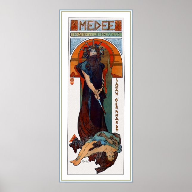 Affiche Medee (Medea) - Mucha - Théâtre Art Nouveau et (Devant)