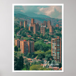 Affiche Medellin Colombie Art Voyage célèbre place