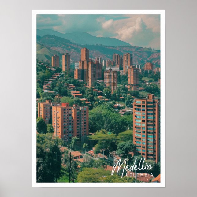Affiche Medellin Colombie Art Voyage célèbre place (Devant)