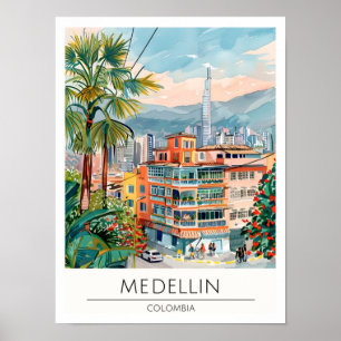 Affiche Medellin Colombie Illustration d'art vintage Voyag