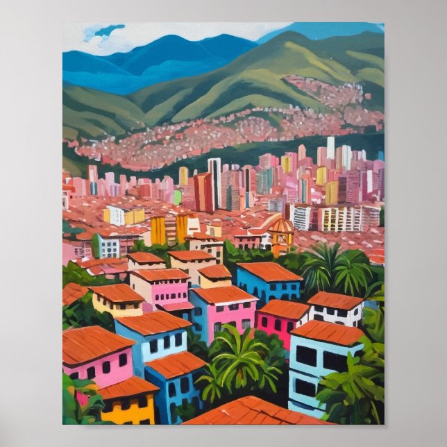 Affiche Medellin Colombie Peinture à l'huile (Devant)