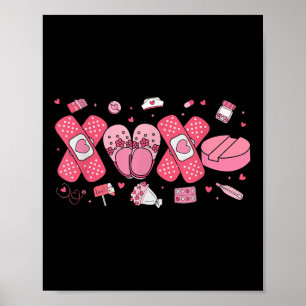 Affiche Médicale Lovely À damiers Coeur Infirmière Valenti