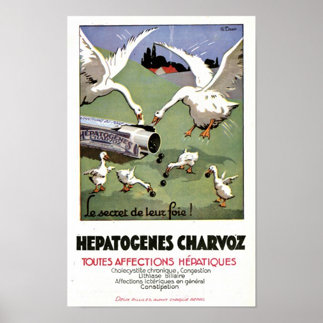 Affiche Médicale Vintage Hepatogenes Charvoz Franç (Devant)