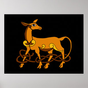 Affiche Medieval Art Celtic Knot Brown Deer
