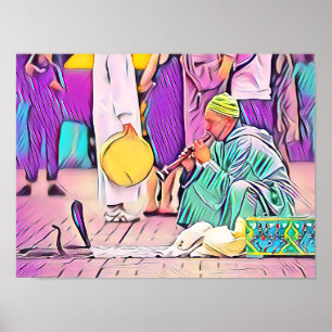 Affiche Médina Mystique - Charmer de serpent de Marrakech