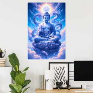 Affiche Méditation Bouddha Dragon Mystique
