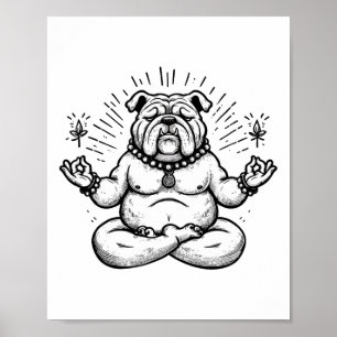 Affiche Méditation Bouledogue Pose de yoga Animal relaxant