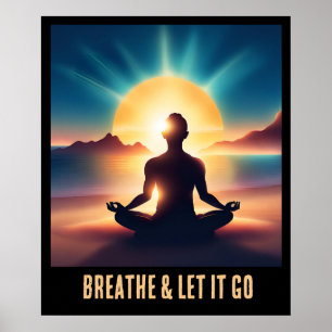 Affiche Méditation colorée Ai Motivationnelle Yoga Respire