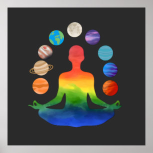 Affiche Méditation de Chakra cosmique Yoga de l'énergie