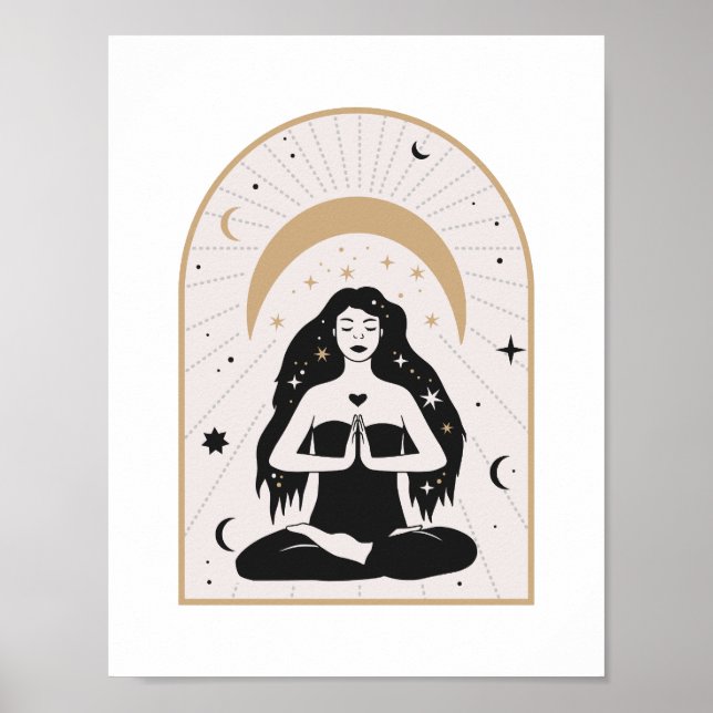 Affiche Méditation de déesse de yoga céleste Art mystique  (Devant)