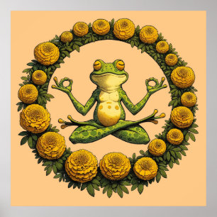Affiche Méditation de grenouille Froggy Yoga Marigolds