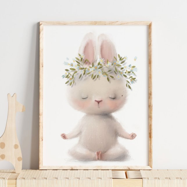 Affiche Méditation de lapin à l'aquarelle adorable | Impre (Créateur téléchargé)