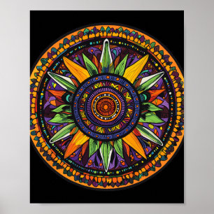 Affiche Méditation de l'éclatement de soleil du mandala sa