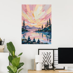 Affiche Méditation du coucher de soleil de Lakeside
