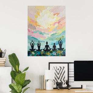 Affiche Méditation du Yoga coucher du soleil