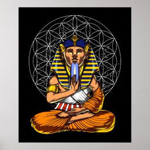 Affiche Méditation égyptienne Pharaon Toutankhamon Yoga