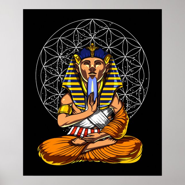 Affiche Méditation égyptienne Pharaon Toutankhamon Yoga (Devant)
