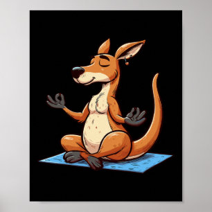 Affiche Méditation Kangourou Pose de yoga Animal relaxant