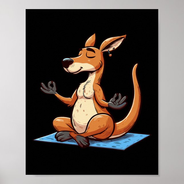 Affiche Méditation Kangourou Pose de yoga Animal relaxant  (Devant)