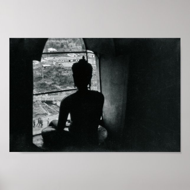 Affiche Méditation Monochrome Bouddha Décor asiatique (Devant)