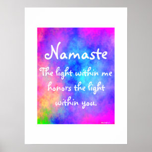 Affiche Méditation Namaste Yoga Aquarelle couleur vive